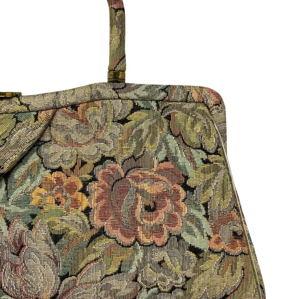Vintage Stylecraft Miami Tapestry Floral Frame Handbag Purse 60s 70s Mod
